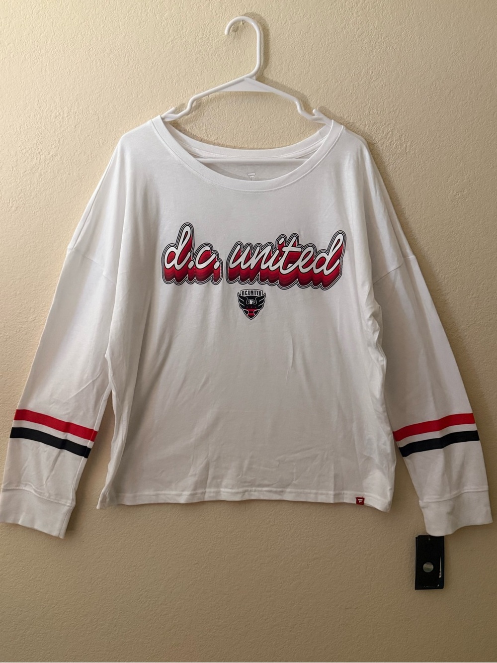 Fanatics D.C. United MLS White Long Sleeve Shirt - Size XL Red Black